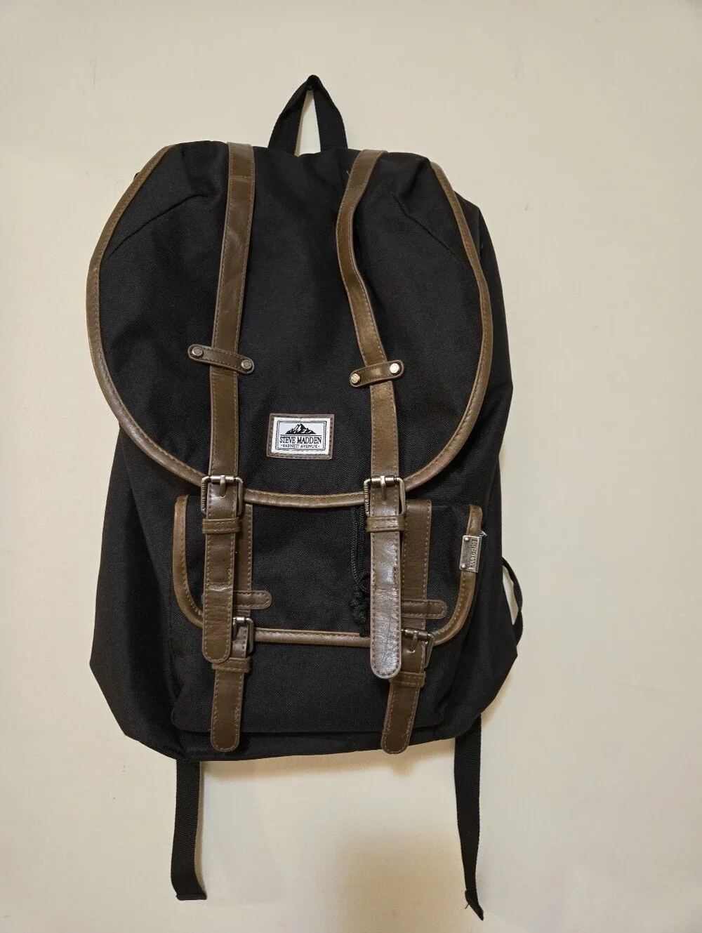 Steve Madden Black Backpack with Brown Accents